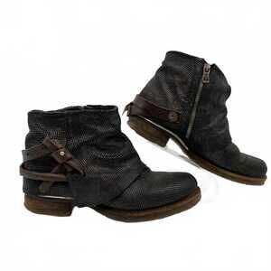 A.S. 98 Black Brown Leather Slouchy Ankle Boots | EU 39